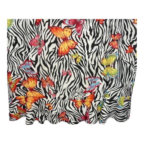 Vintage Le Suit Black Zebra Butterfly Print Skirt Suit Set Women Size 16P - Picture 8 of 12